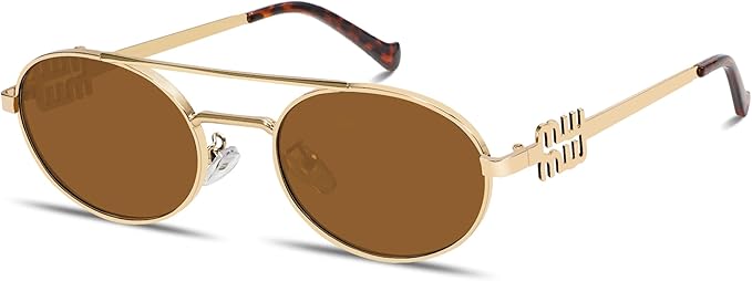 Retro Oval 90s Metal Sunglasses for Women, 2025 Trendy Chic Narrow Gold Sun Glasses Fashion Sunnies - Image 8