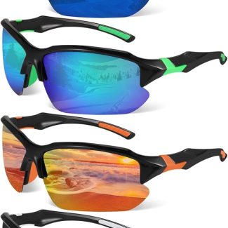 4 Pack Polarized Sports Sunglasses for Men Women Baseball Cycling Running Fishing UV Protection Sun Glasses Lightweight Half Frame Goggles