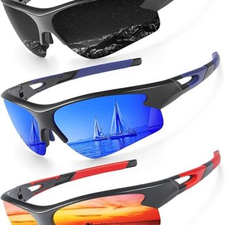 KALIYADI Sports Sunglasses for Men, Polarized Sun Glasses for Men Women Youth Baseball Softball with UV Protection