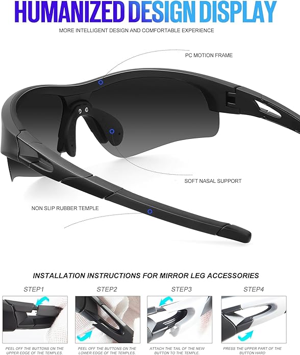 KALIYADI Sports Sunglasses for Men, Polarized Sun Glasses for Men Women Youth Baseball Softball with UV Protection - Image 4
