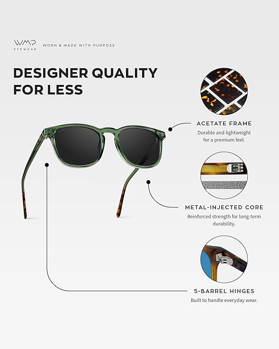 WMP Eyewear - Men's Polarized Modern Rounded Square Sunglasses - Image 4