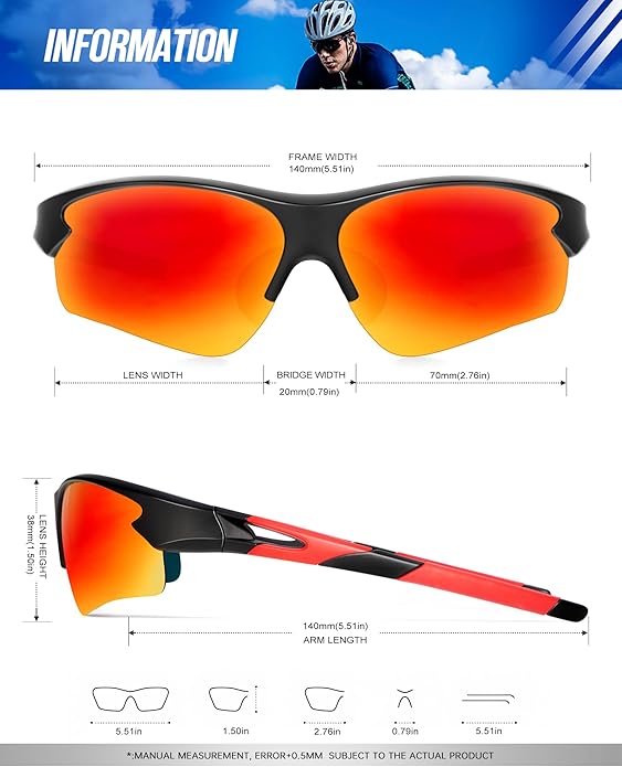 KALIYADI Sports Sunglasses for Men, Polarized Sun Glasses for Men Women Youth Baseball Softball with UV Protection - Image 3