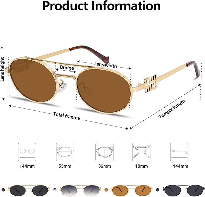 Retro Oval 90s Metal Sunglasses for Women, 2025 Trendy Chic Narrow Gold Sun Glasses Fashion Sunnies - Image 4