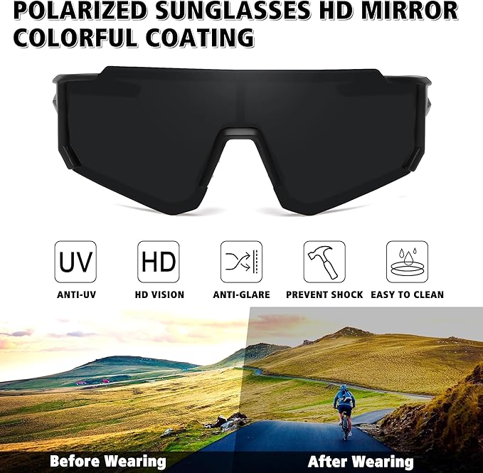 STORYCOAST Polarized Sports Sunglasses for Men Women,Driving Fishing Cycling Mountain Bike Sunglasses UV400 Protection - Image 6