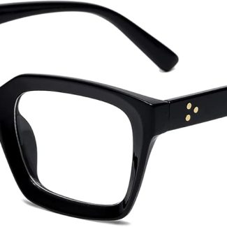 EYLRIM Classic Thick Square Frame Clear Lens Glasses for Women Men Non Prescription Eyeglasses